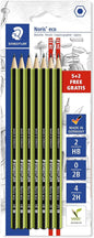 Staedtler Noris Eco Pack de 7 Lapices de Grafito Hexagonales - Graduaciones Surtidas - Superficie At