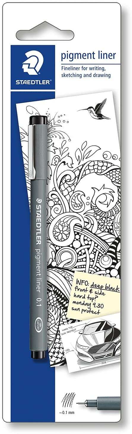 Staedtler Pigment Liner 308 Blister con Rotulador Calibrado - Trazo 0.2mm - Punta Engarzada en Metal