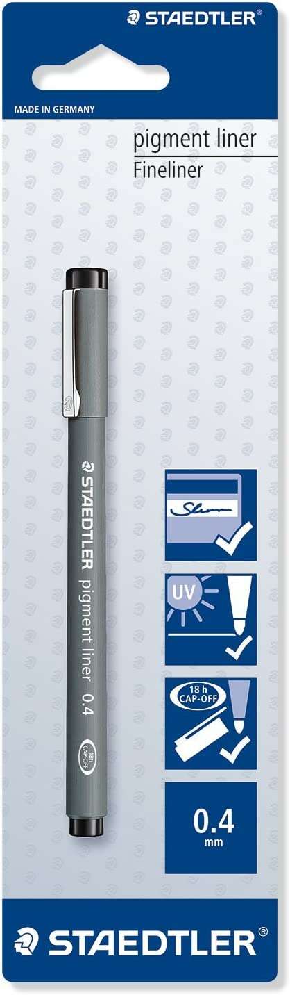 Staedtler Pigment Liner 308 Blister con Rotulador Calibrado - Trazo 0.4mm - Punta Engarzada en Metal