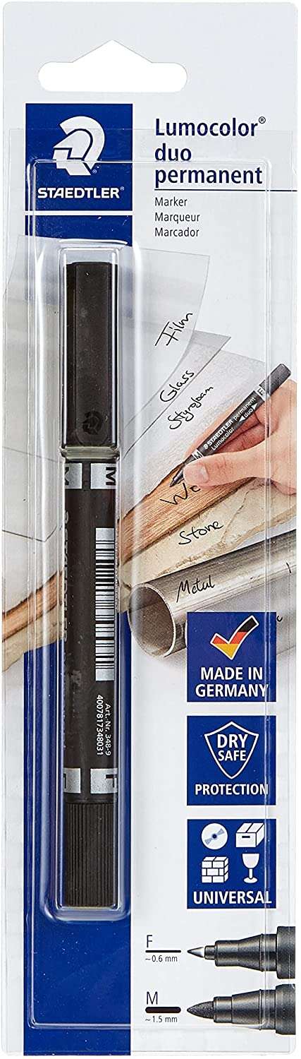 Staedtler Lumocolor 358 Rotulador Permanente de Doble Punta - Trazos de 0.6mm y 1.5mm Aprox - Secado