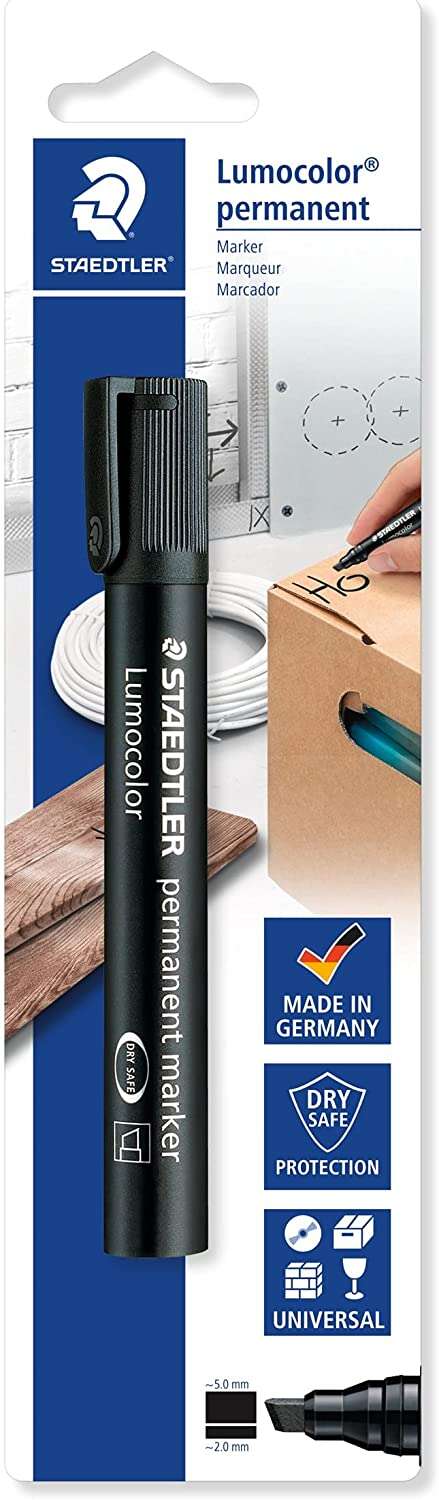 Staedtler Lumocolor 350 Pack de 1 Rotulador Permanente con Punta Biselada - Punta 2-5mm - Tinta Anti