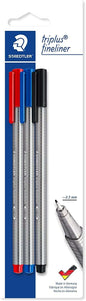 Staedtler Triplus Fineliner 334 Pack de 3 Rotuladores de Punta Fina - Trazo de 0.3mm Aprox - Diseño