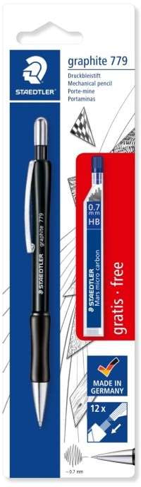 Staedtler Pack de 1 Portaminas 779 de 0.7mm + 1 Tubo de 12 Minas - Zona de Agarre Ergonomica - Resis