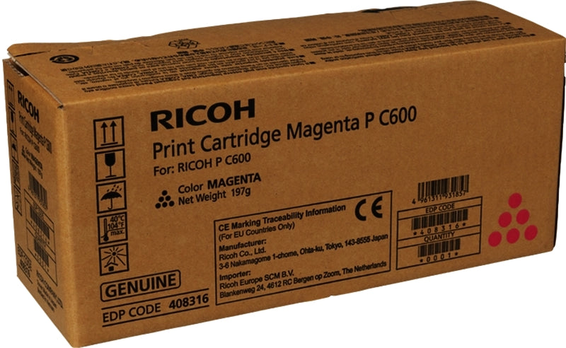 Ricoh PC600 Magenta Cartucho de Toner Original - 408316/P C600M