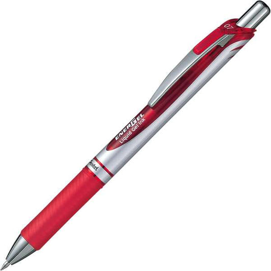 Pentel Energel Boligrafo de Bola Retractil Tinta Gel - Punta 0.7mm - Trazo 0.35mm - Recargable - Gri