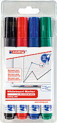 Edding 660 Pack de 4 Rotuladores para Pizarra Blanca - Punta Redonda - Trazo entre 1.5 y 3mm - Recar