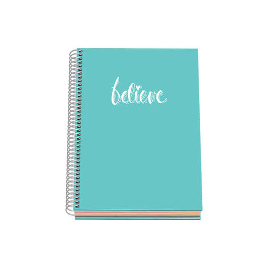 Dohe Serie Pastel Cuaderno con Espiral - Tamaño A5 de 100 Hojas 90gr - Hojas Microperforadas con 2 Taladros - Cuadricula 5mm - Color Verde Pastel