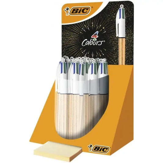 Bic 4 Colours Frozen Expositor de 30 Boligrafos de Bola Retractiles - Punta Media de 1.0mm - Tinta c