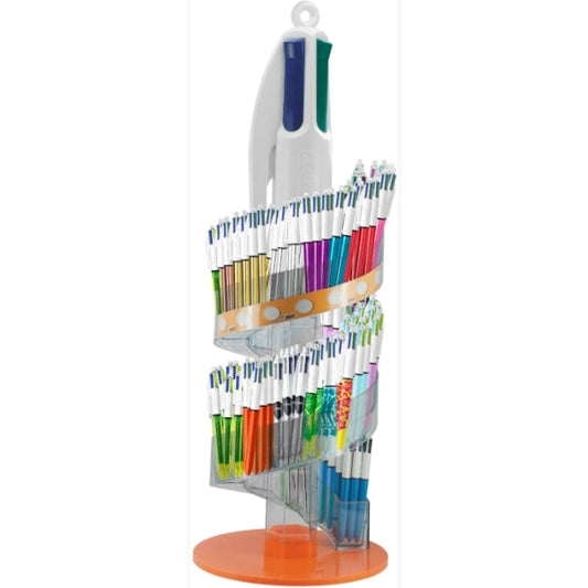 Bic 4 Colours Expositor de 216 Boligrafos de Bola Retractiles - Punta Media de 1.0mm - Tinta con Bas