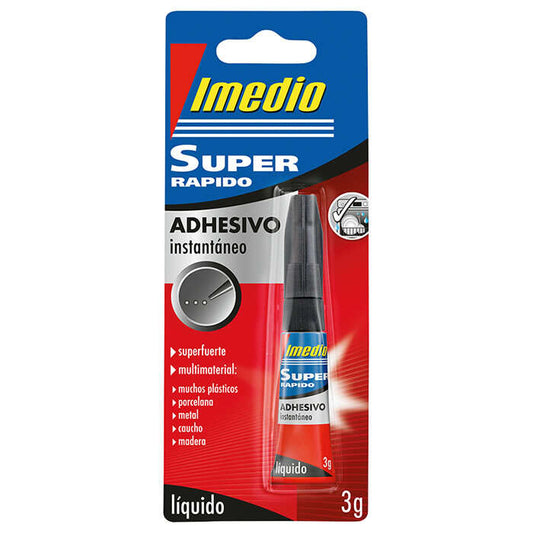 Imedio Super Rapido Pegamento Instantaneo 3gr - Superrapido y Extrafuerte - Ideal para Pegar Pequeñas Superficies - Multimaterial - Transparente - Cantidad: 10