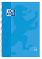 Oxford Europeanbook 1 Cuaderno Espiral Formato A4+ Cuadriculado 5x5mm - 80 Hojas - Banda de Color - Tapa Extradura Brillante - Color Turquesa