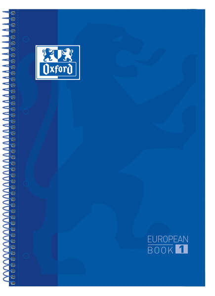 Oxford Europeanbook 1 Cuaderno Espiral Formato A4+ Cuadriculado 5x5mm - 80 Hojas - Banda de Color - Tapa Extradura Brillante - Color Azul Marino