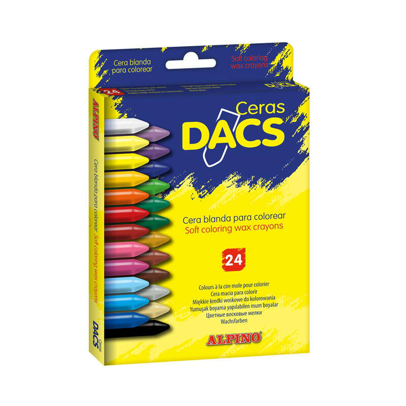 Alpino Dacs Pack de 24 Ceras de Colores - Textura Cremosa - Mezclables - Pintado Suave y Cubriente -