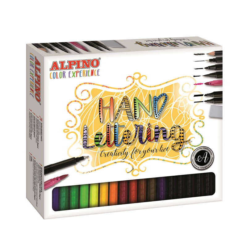Alpino Color Experience Pack de 24 Rotuladores Hand Lettering + 1 Rotulador Punta Super Pincel, 1 Ro