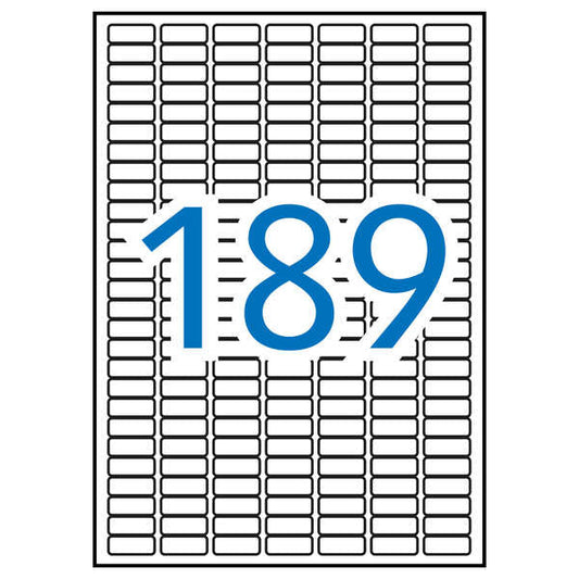 Apli Pack de 1.890 Etiquetas Rectangulares 25.4x10mm - 10 Hojas por 189 Etiquetas - Adhesivo Permanente - Cantos Romos - Aptas para Impresion Inkjet y Laser - Color Blanco