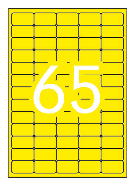 Apli Pack de 1.300 Etiquetas Amarillo Fluorescente 38.1x21.2mm - 20 Hojas x 65 Etiquetas - Adhesivo Permanente - Cantos Rectos