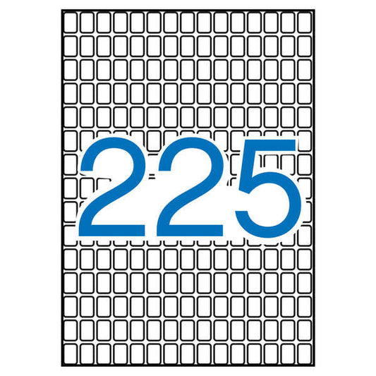 Apli Pack de 3.375 Etiquetas Rectangulares 8x12mm - 15 Hojas A5 por 225 Etiquetas - Adhesivo Permanente - Color Blanco