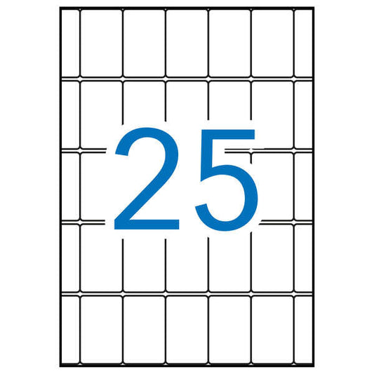 Apli Pack de 375 Etiquetas Rectangulares 25x40mm - 15 Hojas A5 por 25 Etiquetas - Adhesivo Permanente - Cantos Romos - Color Blanco
