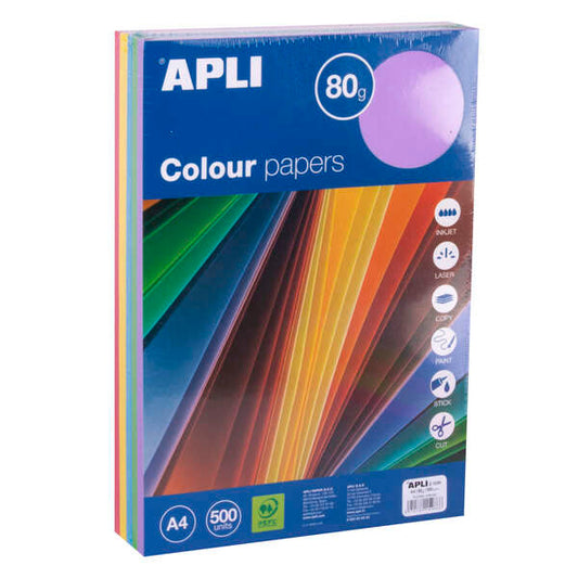 Apli Papel Color Surtido Intenso A4 500 Hojas