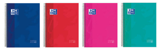 Oxford Europeanbook 10 Cuaderno Espiral Formato A4+ Cuadriculado 5x5mm - 150 Hojas - Tapa Extradura acabado Brillante - 10 Bandas de Color - Colores Surtidos - Cantidad: 5