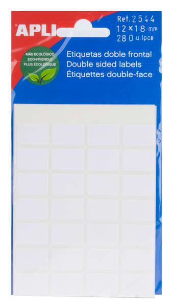 Apli Etiquetas Doble Frontal Blancas 12.0 x 18.0mm