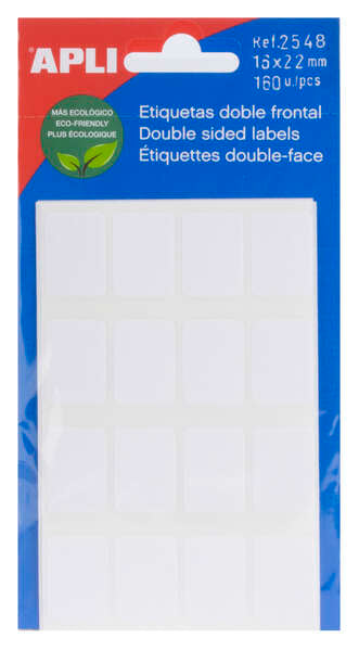 Apli Etiquetas Doble Frontal Blancas 16.0 x 22.0mm