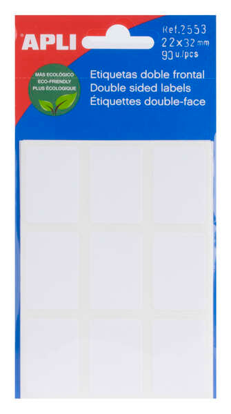 Apli Etiquetas Doble Frontal Blancas 22.0 x 32.0mm