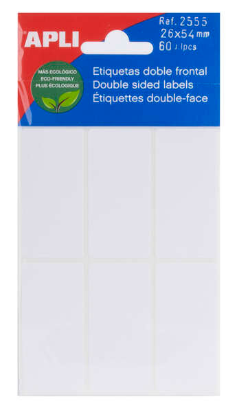 Apli Etiquetas Doble Frontal Blancas 26.0 x 54.0mm