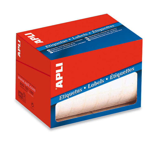 Apli Rollo de 400 Etiquetas Rectangulares 53x82mm - Adhesivo Permanente - Cantos Romos - Aptas para Escritura Manual - Color Blanco