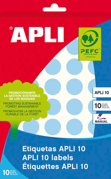 Apli Etiquetas 10 Azules Ø 19mm 8 Hojas