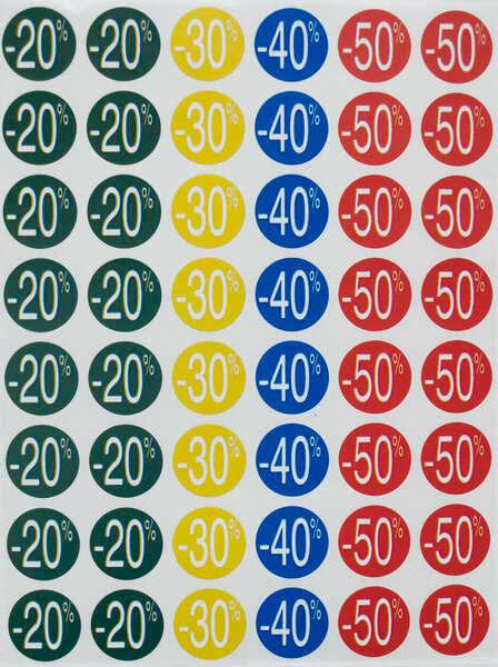 Apli Etiquetas de Descuento -20%/-50% Ø 24mm 5 Hojas