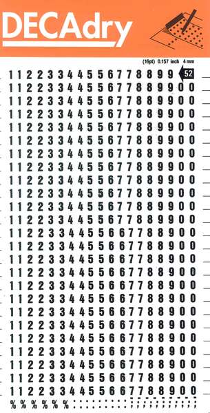 Apli Numeros Transferibles - 4mm - Facil Aplicacion - Negros Intensos - 528 Caracteres - Negro