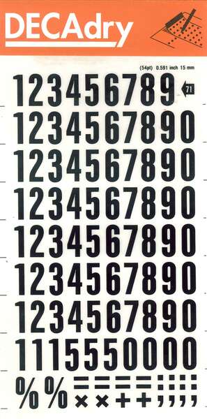 Apli Numeros Transferibles - 15mm - Facil Aplicacion - Negros Intensos - 105 Caracteres - Negro