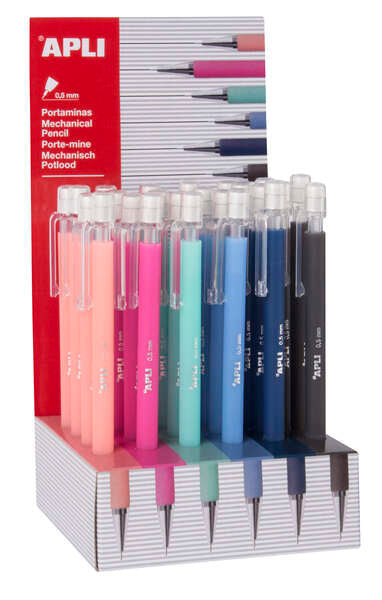 Apli Expositor Portaminas Soft Nordik 0.5mm - Colores Salmon, Rosa, Turquesa, Azul, Azul Marino y Ne