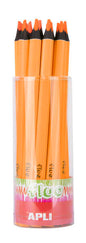 Apli Jumbo Fluor Lapiz Triangulares 5mm de Grosor - Mejor Sujecion y Mayor Cobertura - Color Naranja