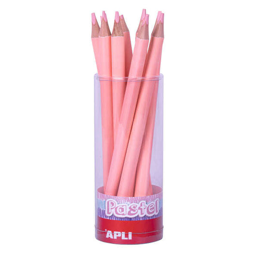 Apli Lapices Jumbo Pastel Rosa - Mina 5mm - Forma Triangular para Niños - 10mm Diametro - 170mm Larg
