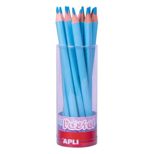 Apli Lapices Jumbo Pastel Azul - Mina de 5mm - Forma Triangular para Niños - 10mm de Diametro - 170m