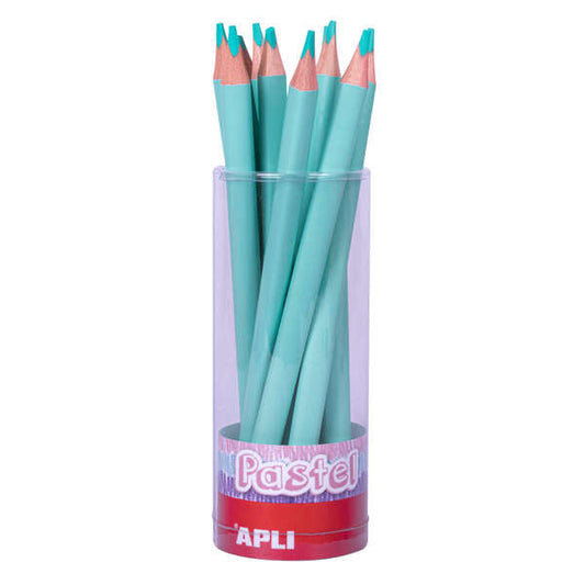 Apli Lapices Jumbo Pastel Turquesa - Mina de 5mm - Forma Triangular para Niños - 10mm de Diametro -