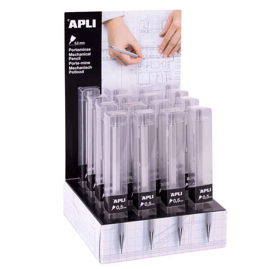 Apli Portaminas Metalicos - 0.5mm - Textura Soft - Forma Hexagonal - Capuchon de Metal - Goma de Bor