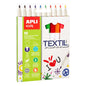 Apli Kids Pack de 10 Rotuladores para Textil - Punta Redonda Bloqueada Ø 2.9mm - Capuchon Anti Asfix