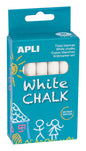 Apli Pack de 10 Tizas Blancas Redondas - Tamaño Ø 9 x 80mm - Bajo en Residuo y sin Polvo - Ideal par