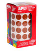Apli Gomets Redondos Marron Permanentes - Ø 15mm - 59 Hojas Pretroqueladas - 2832 Gomets por Rollo - Ideal para Escuelas y Talleres Infantiles - Normas EN-71 y FSC Cumplidas