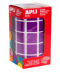 Apli Gomets Cuadrados Lila - 20 x 20mm - 59 Hojas Pretroqueladas - 1770 Gomets por Rollo - Ideal para Escuelas y Talleres Infantiles - Normas EN-71 y FSC - Adhesivo Base Agua - Materiales 100% Reciclables