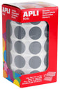 Apli Pack de 1770 Gomets Redondos Ø 20mm - 59 Hojas Pretroqueladas - Adhesivo Permanente - Ideal para Escuelas Infantiles y Colegios - Color Gris