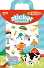 Apli Juego de Pegatinas de Papel Granja - 2 Escenarios 45x20cm - 42 Gomets Removibles - Formato Reducido con Cajita Asa - Ideal para Niños 3+ - Colorido