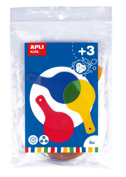 Apli Paletas Translucidas para Mezcla de Colores - Tamaño 80x140mm - Ideal para Escuelas y Talleres Infantiles - Colores Surtidos: Amarillo, Rojo, Verde, Azul, Naranja y Lila