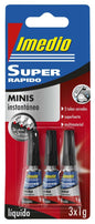 Imedio Super Rapido Pegamento Instantaneo Pack de 3 Tubos de 1gr - Transparente - Multimaterial - Cantidad: 10