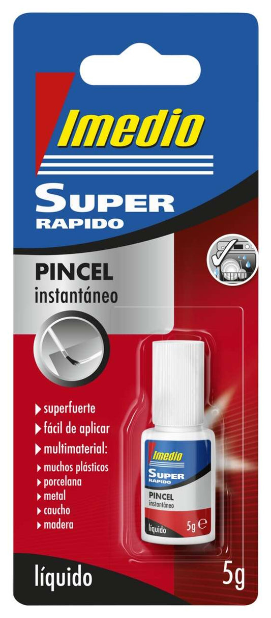 Imedio Super Rapido Bote de Pegamento Instantaneo con Pincel 5gr - Transparente - Multimaterial - Cantidad: 6