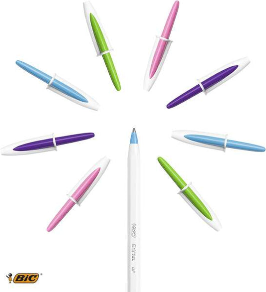 Bic Cristal Up Pack de 20 Boligrafos de Bola - Punta de 1.2mm - Tinta con Base de Aceite - Cuerpo Bl