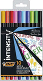 Bic Intensity Fine Pack de 10 Rotuladores - Punta Fina de 0.8mm - Trazo de 0.4mm - Tinta con Base de